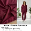 Bordo Eşofman Takımı Dikimi için Hazır Set: 250x180 cm İki İplik + 100x70 cm Ribana Kumaş