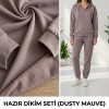 Bej Eşofman Takımı Dikimi için Hazır Set: 250x180 cm İki İplik + 100x70 cm Ribana Kumaş