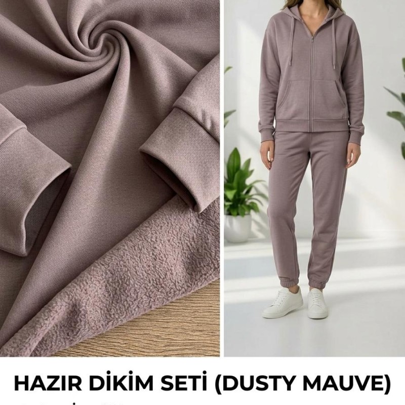 Bej Eşofman Takımı Dikimi için Hazır Set: 250x180 cm İki İplik + 100x70 cm Ribana Kumaş