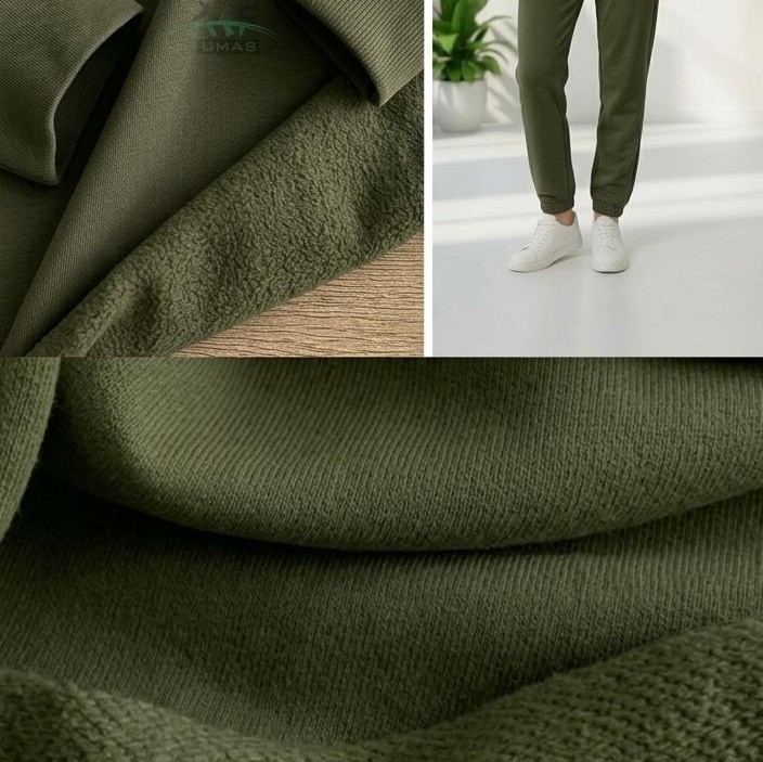 Haki Eşofman Takımı Dikimi için Hazır Set: 250x180 cm İki İplik + 100x70 cm Ribana Kumaş
