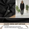 Siyah Eşofman Takımı Dikimi için Hazır Set: 250x180 cm İki İplik + 100x70 cm Ribana Kumaş