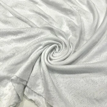 Beyaz Delikli Pointelle Ribana Parça Kumaş | 100% Pamuk | Çiçek | 90*180 cm