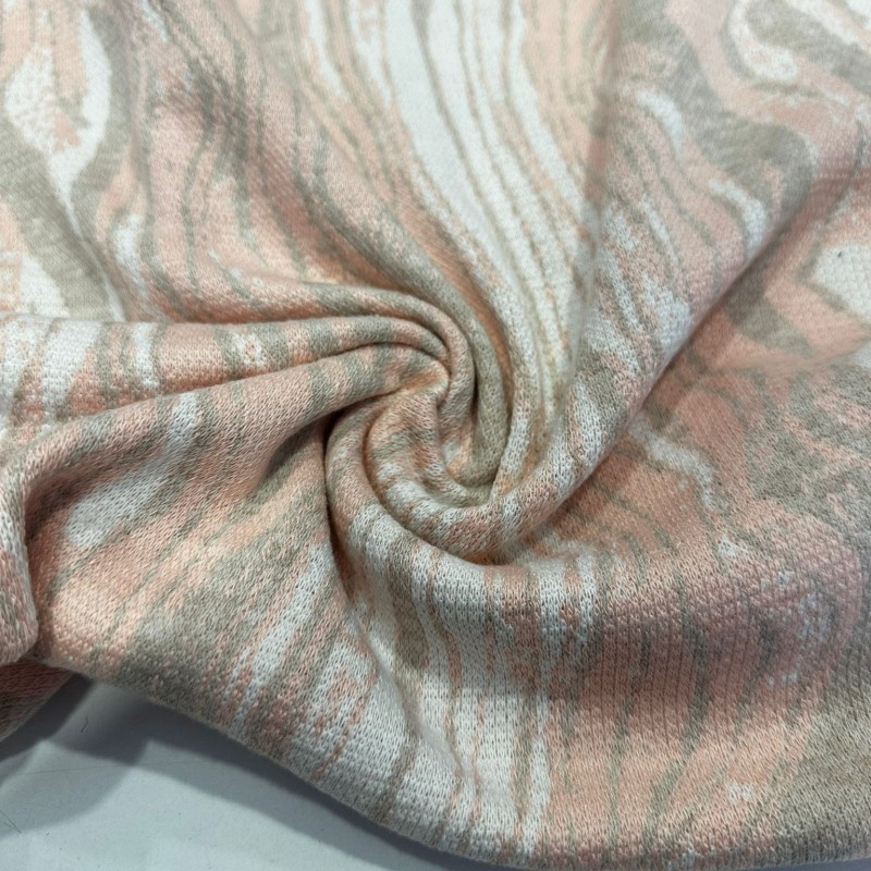 Jakarlı Parça Kumaş  | Pudra-Beyaz | Parça:160*50 cm