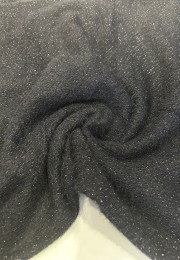 Jakarlı Simli Parça Kumaş | Siyah  |  Parça:140*50 cm