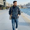 Jakarlı 3 İplik Kumaş | Mavi Kamuflaj