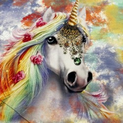 Unicorn At Baskılı Pano 2 iplik Kumaş 82x180 cm