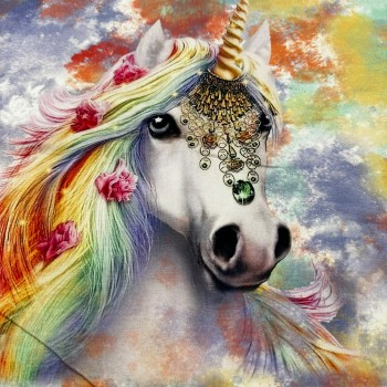 Unicorn At Baskılı Pano 2 iplik Kumaş 82x180 cm