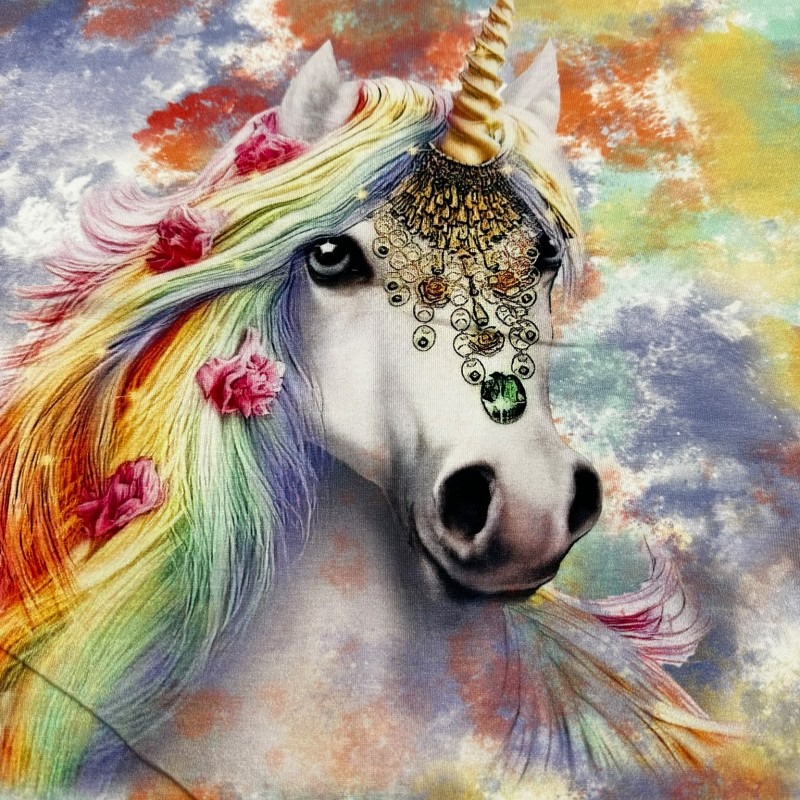 Unicorn At Baskılı Pano 2 iplik Kumaş 82x180 cm
