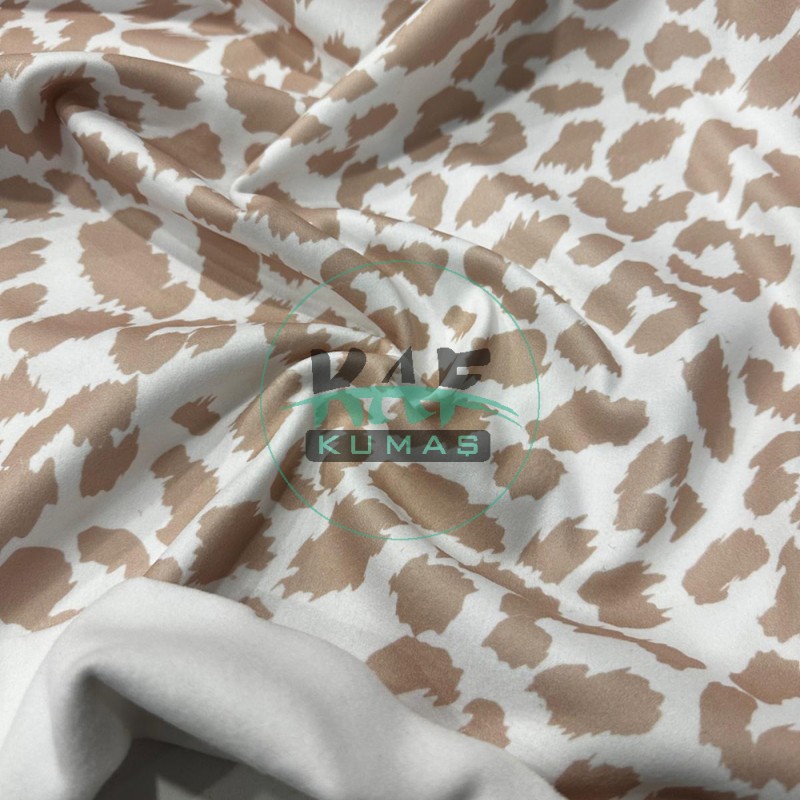 Baskılı Polar Kumaş | Latte Leopar