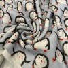 Desenli Kapitone Kumaş | Mavi Zemin Penguen