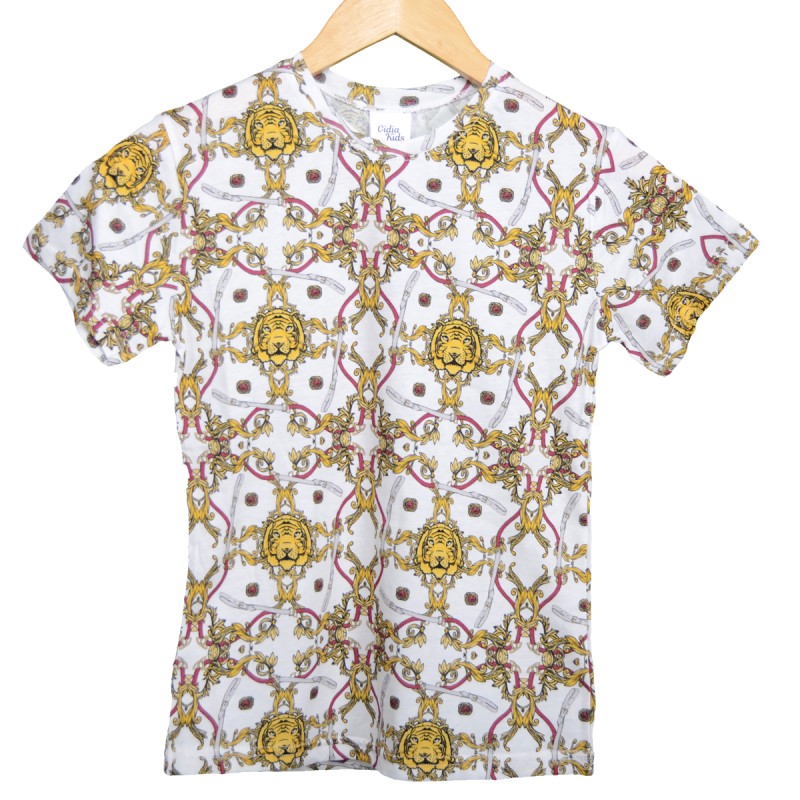 Barok Desenli Pamuklu Tişört ve Şortlu Çocuk Takım | Unisex Kalıp