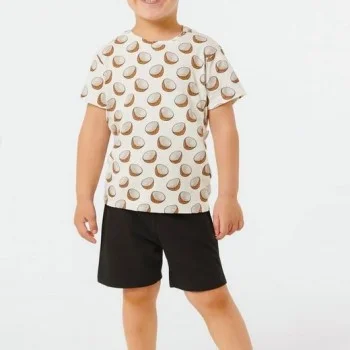 Coconat Desenli Pamuklu Tişört ve Şortlu Çocuk Takım  | Unisex Kalıp