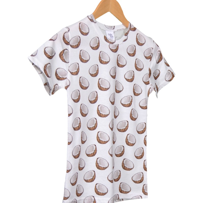 Coconat Desenli Pamuklu Tişört ve Şortlu Çocuk Takım  | Unisex Kalıp