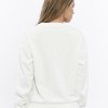 Kadife Kuş Desenli Şardonlu (Içi Polarlı) Ekru Regular Fit Bisiklet Yaka Kadın Sweatshirt