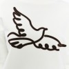 Kadife Kuş Desenli Şardonlu (Içi Polarlı) Ekru Regular Fit Bisiklet Yaka Kadın Sweatshirt