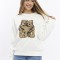 Kadife Ayıcıklar Desenli Şardonlu (Içi Polarlı) Ekru Regular Fit Bisiklet Yaka Kadın Sweatshirt