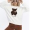 Kadife Be Yourself Desenli Ekru Yumuşak Dokulu Regular Fit Bisiklet Yaka Kadın Sweatshirt