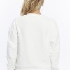 Kadife Be Yourself Desenli Ekru Yumuşak Dokulu Regular Fit Bisiklet Yaka Kadın Sweatshirt