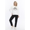 Kadife The Alps Desenli Ekru Yumuşak Dokulu Regular Fit Bisiklet Yaka Kadın Sweatshirt