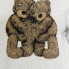 Kadife Ayıcıklar Desenli Gri Melanj Yumuşak Dokulu Regular Fit Bisiklet Yaka Kadın Sweatshirt