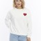 Kadife Kalp Desenli Ekru Yumuşak Dokulu Regular Fit Bisiklet Yaka Kadın Sweatshirt