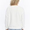 Kadife Kalp Desenli Ekru Yumuşak Dokulu Regular Fit Bisiklet Yaka Kadın Sweatshirt