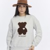 Kadife Be Yourself Desenli Gri Melanj Yumuşak Dokulu Regular Fit Bisiklet Yaka Kadın Sweatshirt