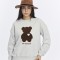 Kadife Be Yourself Desenli Gri Melanj Yumuşak Dokulu Regular Fit Bisiklet Yaka Kadın Sweatshirt