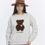 Kadife Be Yourself Desenli Gri Melanj Yumuşak Dokulu Regular Fit Bisiklet Yaka Kadın Sweatshirt