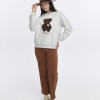 Kadife Be Yourself Desenli Gri Melanj Yumuşak Dokulu Regular Fit Bisiklet Yaka Kadın Sweatshirt