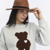 Kadife Be Yourself Desenli Gri Melanj Yumuşak Dokulu Regular Fit Bisiklet Yaka Kadın Sweatshirt