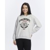 Kadife Global University Desenli Gri Melanj Yumuşak Dokulu Regular Fit Bisiklet Yaka Kadın Sweatshirt