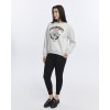 Kadife Global University Desenli Gri Melanj Yumuşak Dokulu Regular Fit Bisiklet Yaka Kadın Sweatshirt