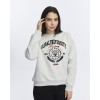 Kadife Global University Desenli Gri Melanj Yumuşak Dokulu Regular Fit Bisiklet Yaka Kadın Sweatshirt