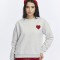 Kadife Kalp Desenli Gri Melanj Yumuşak Dokulu Regular Fit Bisiklet Yaka Kadın Sweatshirt