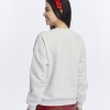 Kadife Kalp Desenli Gri Melanj Yumuşak Dokulu Regular Fit Bisiklet Yaka Kadın Sweatshirt