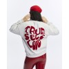 Kadife True Self Love Desenli Gri Melanj Yumuşak Dokulu Regular Fit Bisiklet Yaka Kadın Sweatshirt