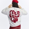 Kadife True Self Love Desenli Gri Melanj Yumuşak Dokulu Regular Fit Bisiklet Yaka Kadın Sweatshirt
