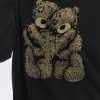 Kadife Ayıcıklar Desenli Siyah Yumuşak Dokulu Regular Fit Bisiklet Yaka Kadın Sweatshirt