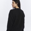Kadife Ayıcıklar Desenli Siyah Yumuşak Dokulu Regular Fit Bisiklet Yaka Kadın Sweatshirt