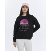 Kadife Gün Batımı Desenli Siyah Yumuşak Dokulu Regular Fit Bisiklet Yaka Kadın Sweatshirt