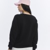 Kadife Gün Batımı Desenli Siyah Yumuşak Dokulu Regular Fit Bisiklet Yaka Kadın Sweatshirt