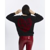 Kadife True Self Love Desenli Siyah Yumuşak Dokulu Regular Fit Bisiklet Yaka Kadın Sweatshirt