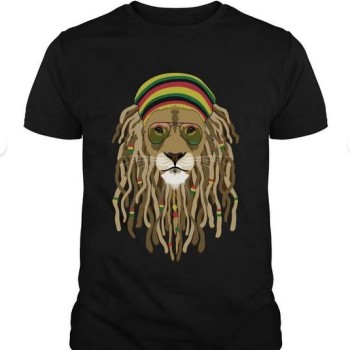 Hippi Aslan Baskılı Siyah T-Shirt | Uniseks