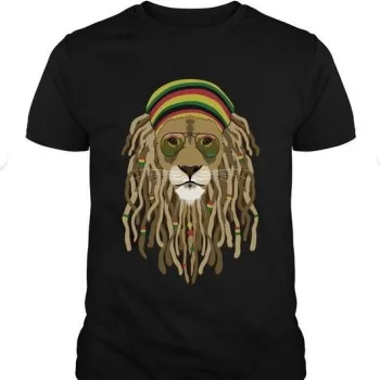 Hippi Aslan Baskılı Siyah T-Shirt | Uniseks