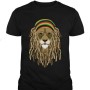 Hippi Aslan Baskılı Siyah T-Shirt | Uniseks