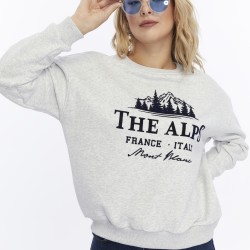 Gri Melanj Kadın Sweatshirt | Yumuşak Doku | The Alps