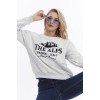 Kadife The Alps Desenli Gri Melanj Yumuşak Dokulu Regular Fit Bisiklet Yaka Kadın Sweatshirt