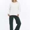 Kadife True Self Love Desenli Ekru Yumuşak Dokulu Regular Fit Bisiklet Yaka Kadın Sweatshirt