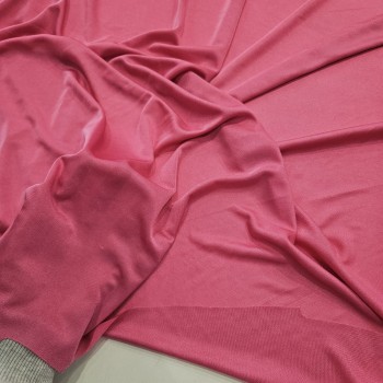 Likralı Polyester Pembe İnterlok Kumaş | D-01
